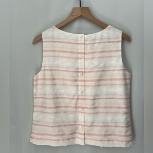 Brooks Brothers Women Striped Sleeveless Top Sz 10 Preppy Back Buttons t311